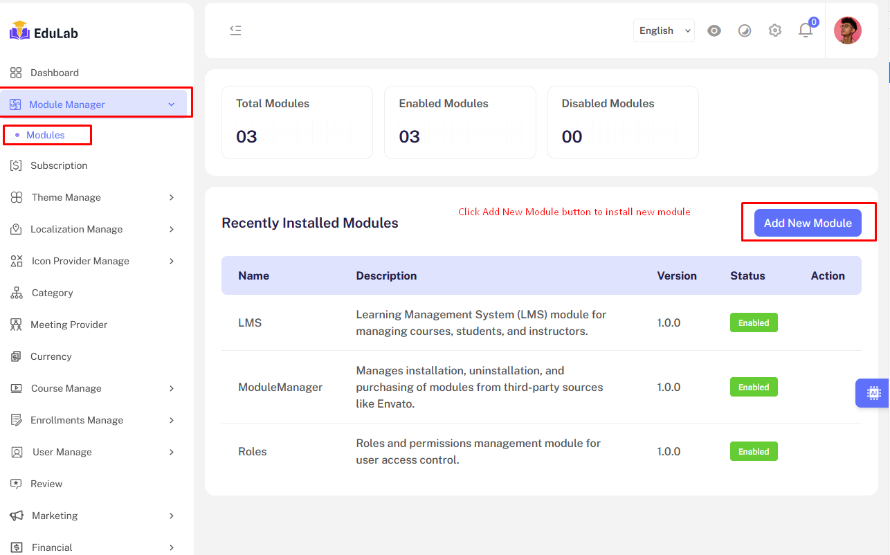 Add New Module