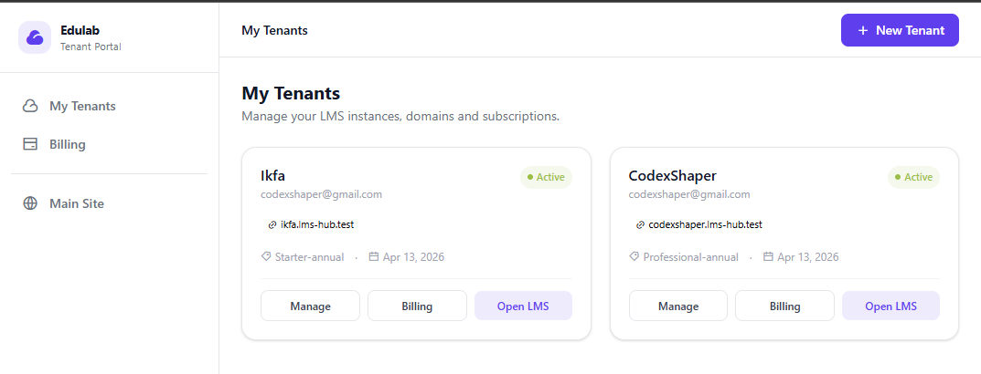 Tenant Dashboard