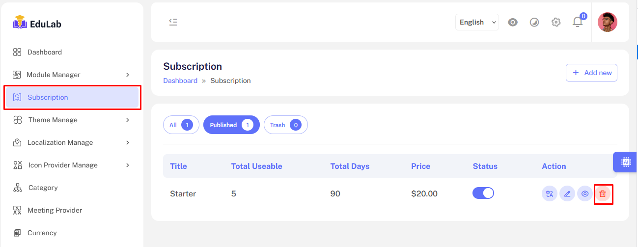 Delete Subscription